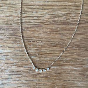 14k gold necklace with 5 diamonds